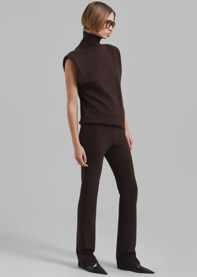 Women Nadia Thin Padded Sleeveless Turtleneck 8211 Brown The Frankie Shop Knitwear