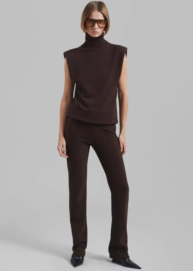 Women Nadia Thin Padded Sleeveless Turtleneck 8211 Brown The Frankie Shop Knitwear