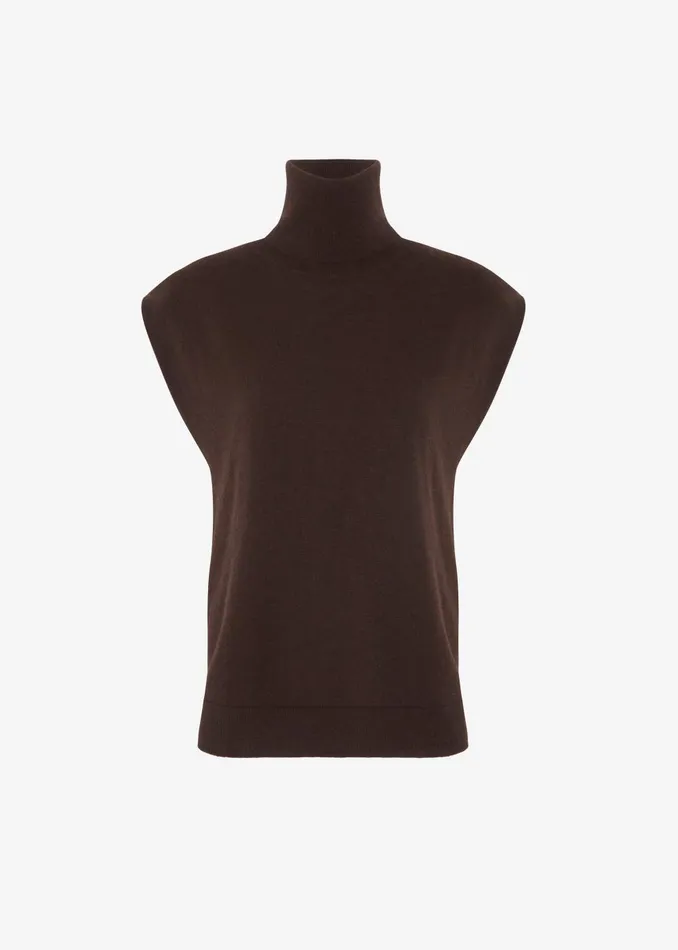 Women Nadia Thin Padded Sleeveless Turtleneck 8211 Brown The Frankie Shop Knitwear