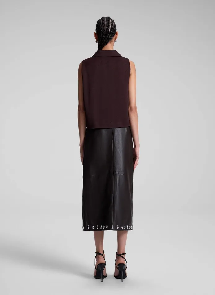 Women Naomi Studded Leather Midi Skirt Ganache ALC Bottoms