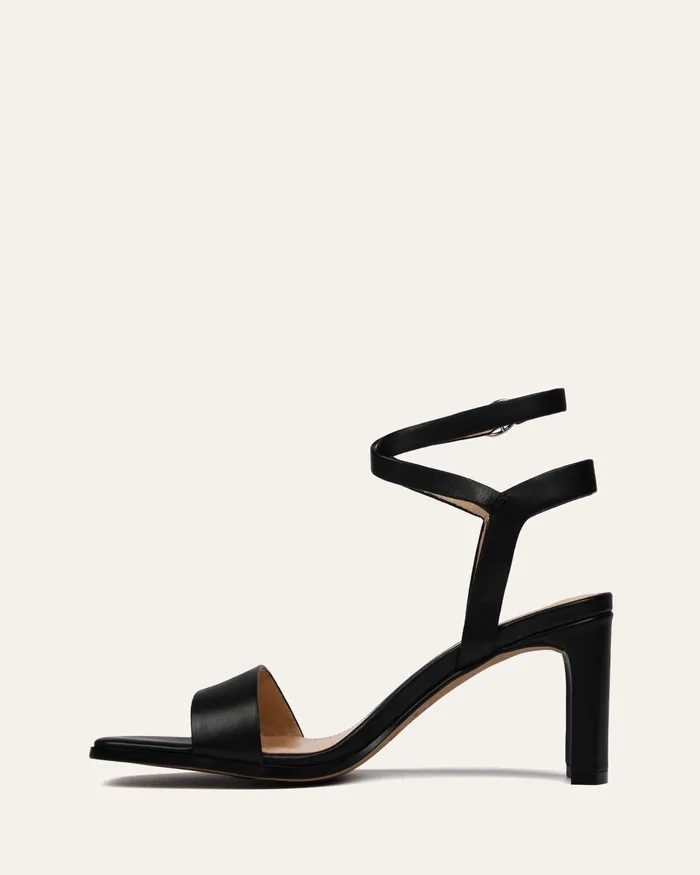 Women Natsu mid heel sandals black leather MID SANDALS jomercer