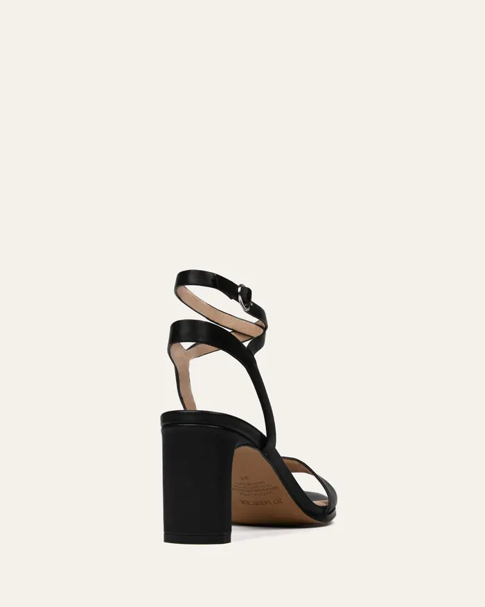 Women Natsu mid heel sandals black leather MID SANDALS jomercer