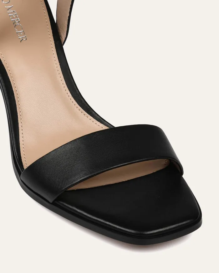 Women Natsu mid heel sandals black leather MID SANDALS jomercer