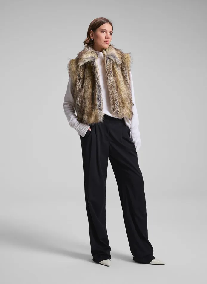 Women Naya Faux Fur Vest Brown Coyote ALC Jackets and Coats