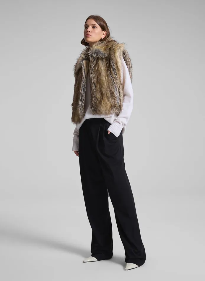 Women Naya Faux Fur Vest Brown Coyote ALC Jackets and Coats