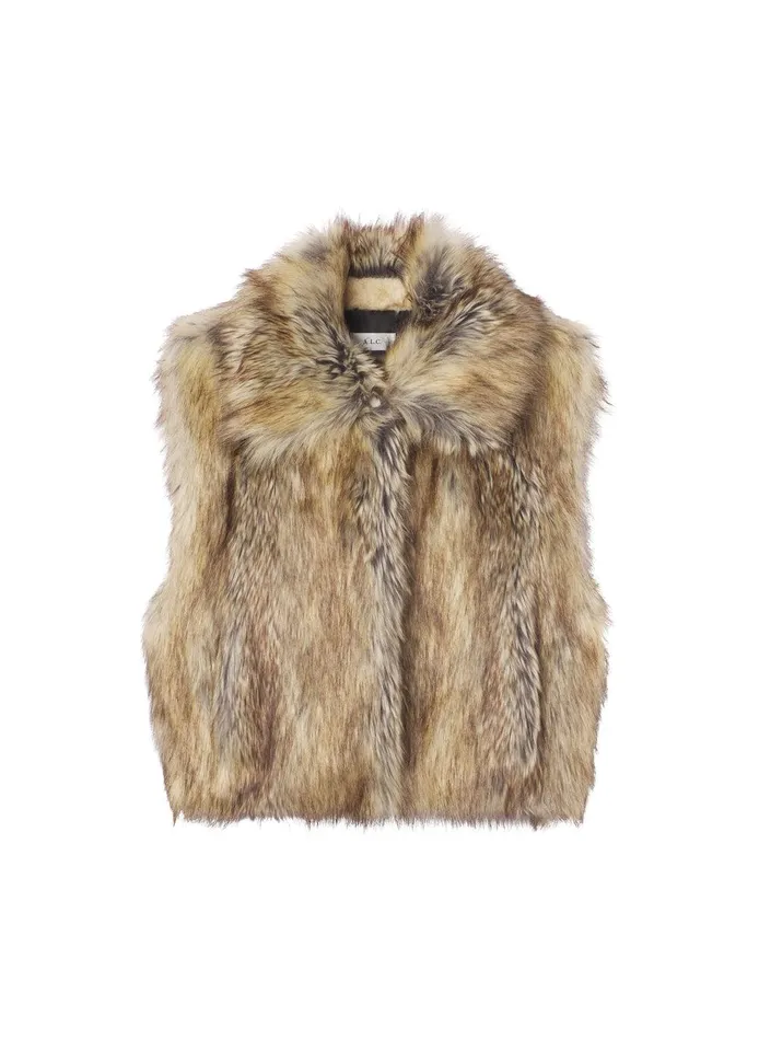 Women Naya Faux Fur Vest Brown Coyote ALC Jackets and Coats