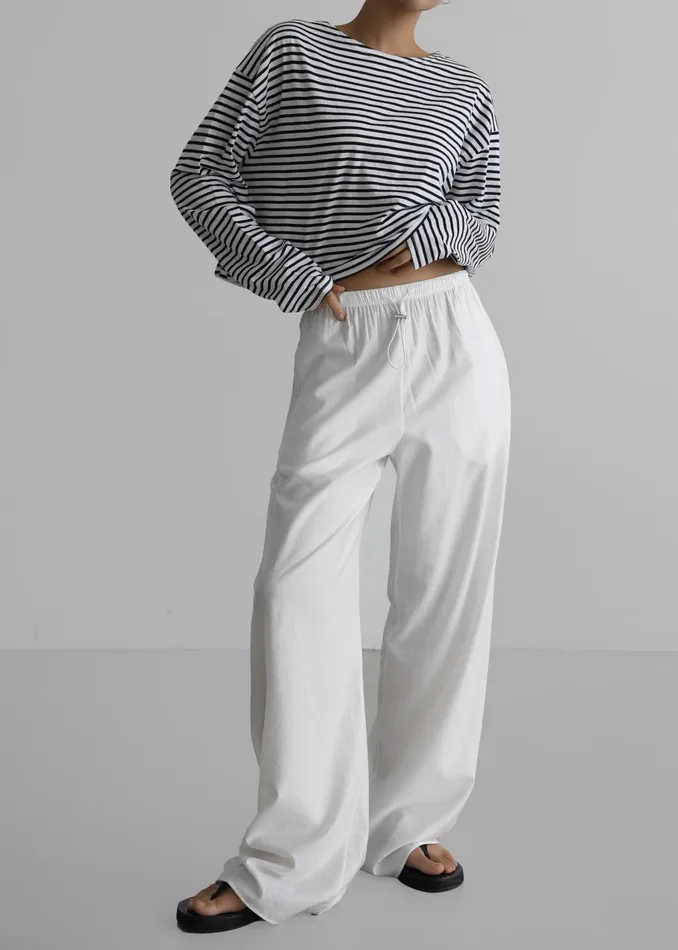 Women Neha Cropped Top 8211 Navy Stripe The Frankie Shop Tops