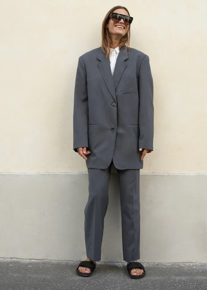 Women Notch Lapel Blazer 8211 Graphite The Frankie Shop Outerwear