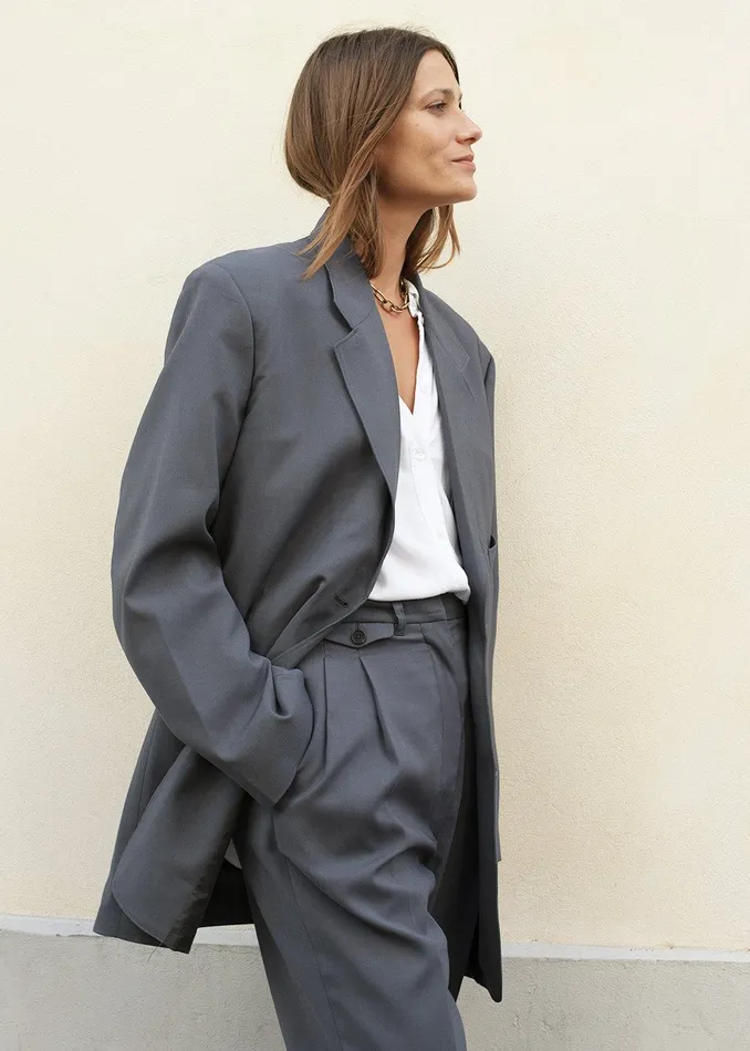 Women Notch Lapel Blazer 8211 Graphite The Frankie Shop Outerwear