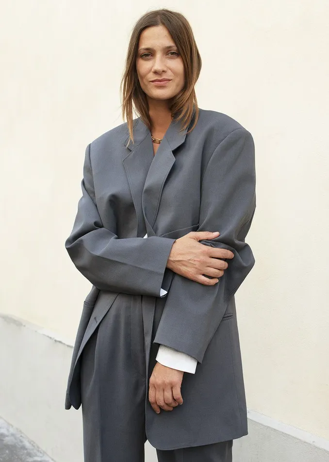 Women Notch Lapel Blazer 8211 Graphite The Frankie Shop Outerwear