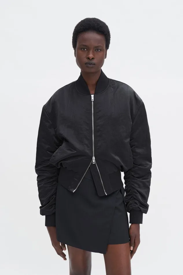 Women Nylon Zip Jacket Black Filippa K Outerwear