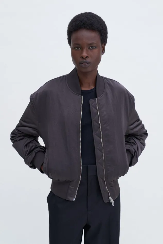 Women Nylon Zip Jacket Dark Oak Filippa K Outerwear