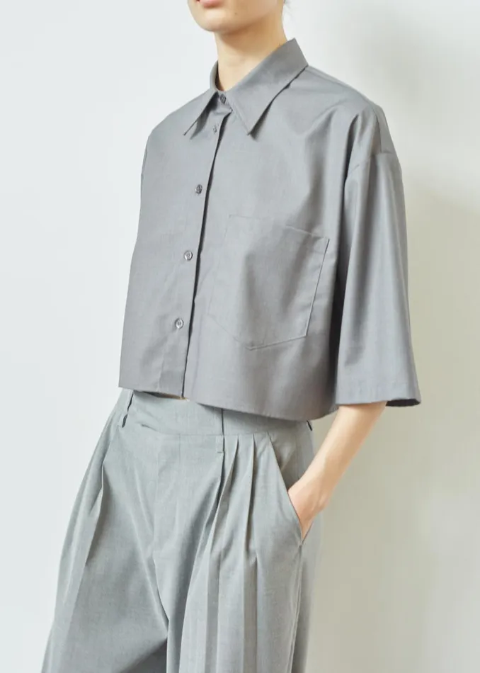Women Odem Cropped Shirt 8211 Grey The Frankie Shop Tops