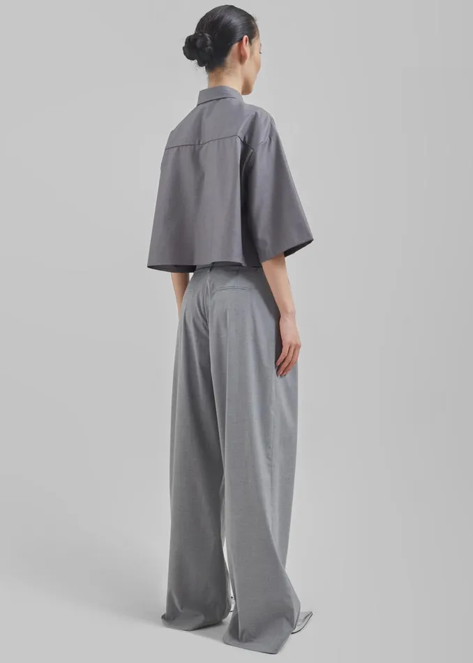 Women Odem Cropped Shirt 8211 Grey The Frankie Shop Tops