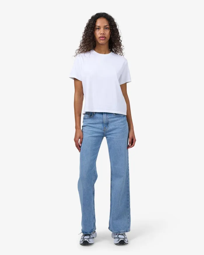Women Organic Boxy Crop Tee Ivory White Colorful Standard TShirts