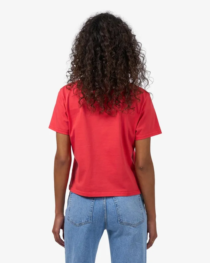 Women Organic Boxy Crop Tee Sapphire Blue Colorful Standard TShirts