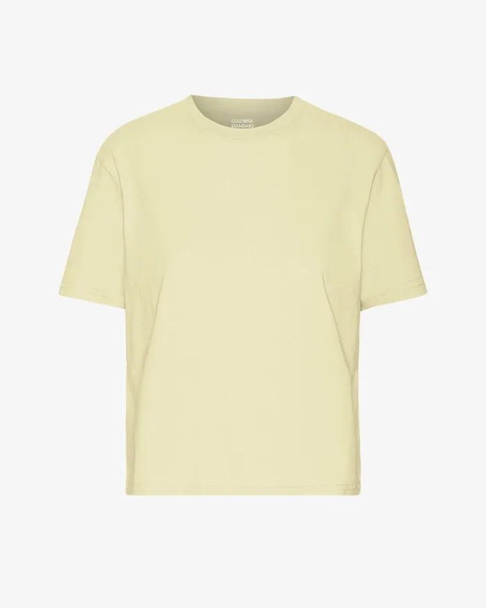 Women Organic Boxy Crop Tee Soft Yellow Colorful Standard TShirts