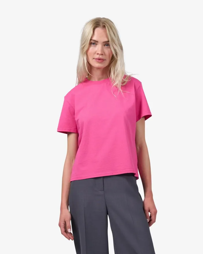 Women Organic Boxy Crop Tee Soft Yellow Colorful Standard TShirts