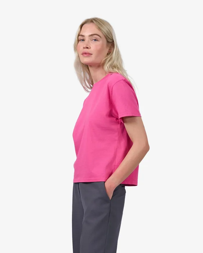 Women Organic Boxy Crop Tee Soft Yellow Colorful Standard TShirts