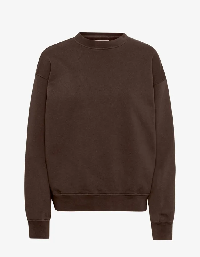 Women Organic Oversized Crew Coffee Brown Colorful Standard Crewneck Sweatshirts