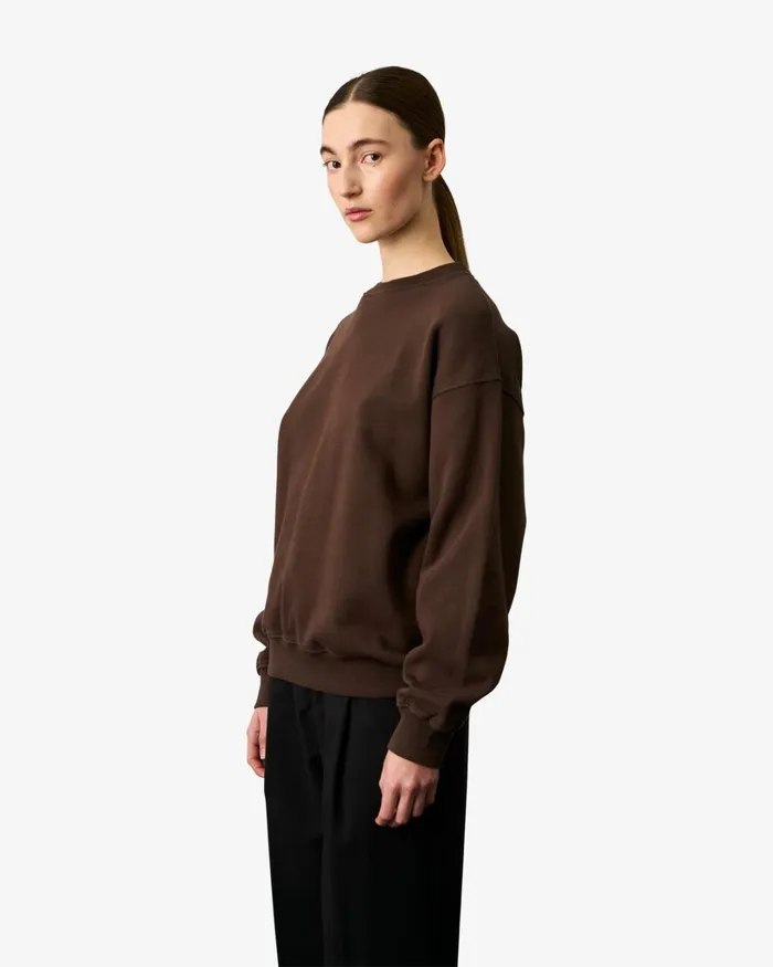 Women Organic Oversized Crew Coffee Brown Colorful Standard Crewneck Sweatshirts