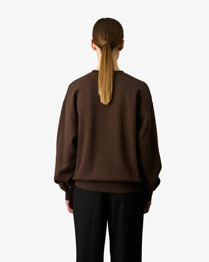 Women Organic Oversized Crew Coffee Brown Colorful Standard Crewneck Sweatshirts