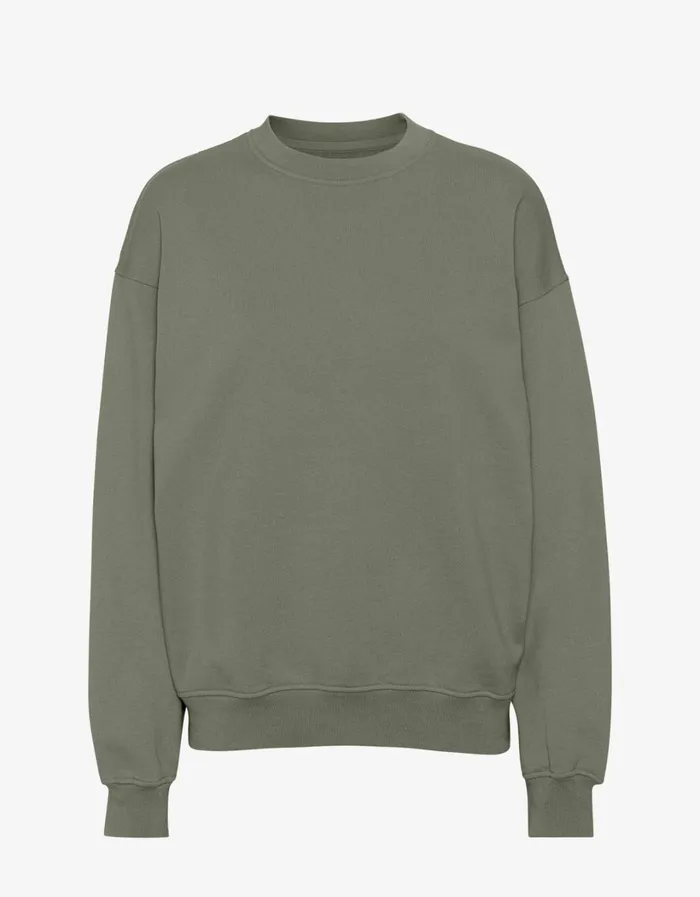 Women Organic Oversized Crew Dusty Olive Colorful Standard Crewneck Sweatshirts