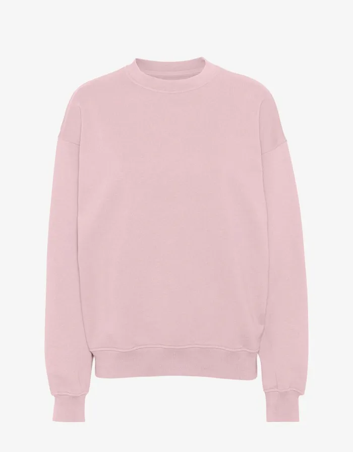 Women Organic Oversized Crew Faded Pink Colorful Standard Crewneck Sweatshirts
