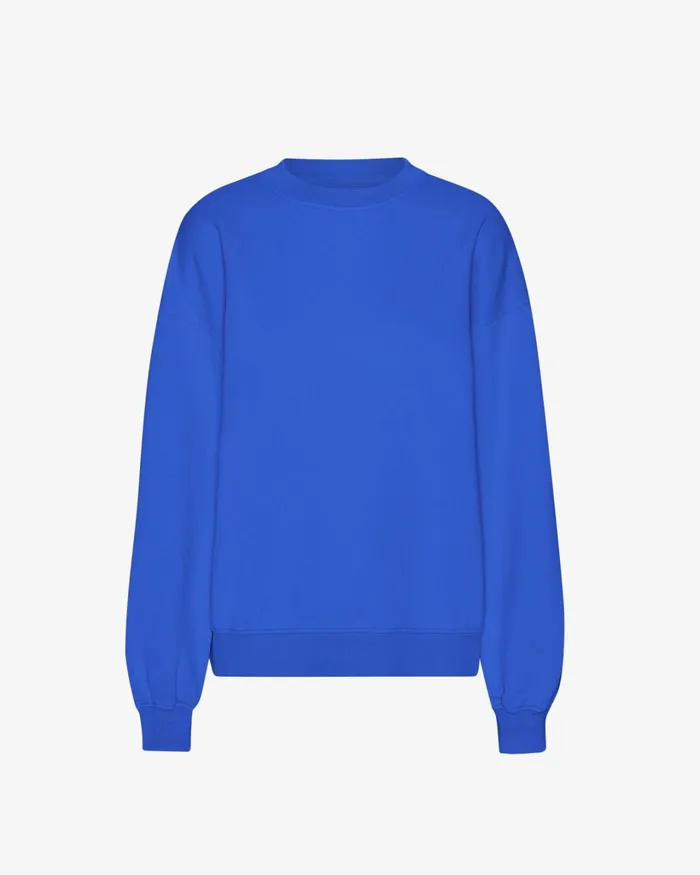 Women Organic Oversized Crew Sapphire Blue Colorful Standard Crewneck Sweatshirts