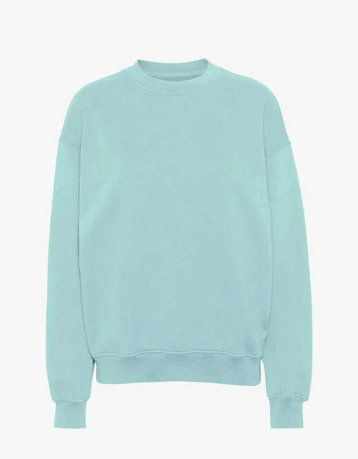 Women Organic Oversized Crew Teal Blue Colorful Standard Crewneck Sweatshirts