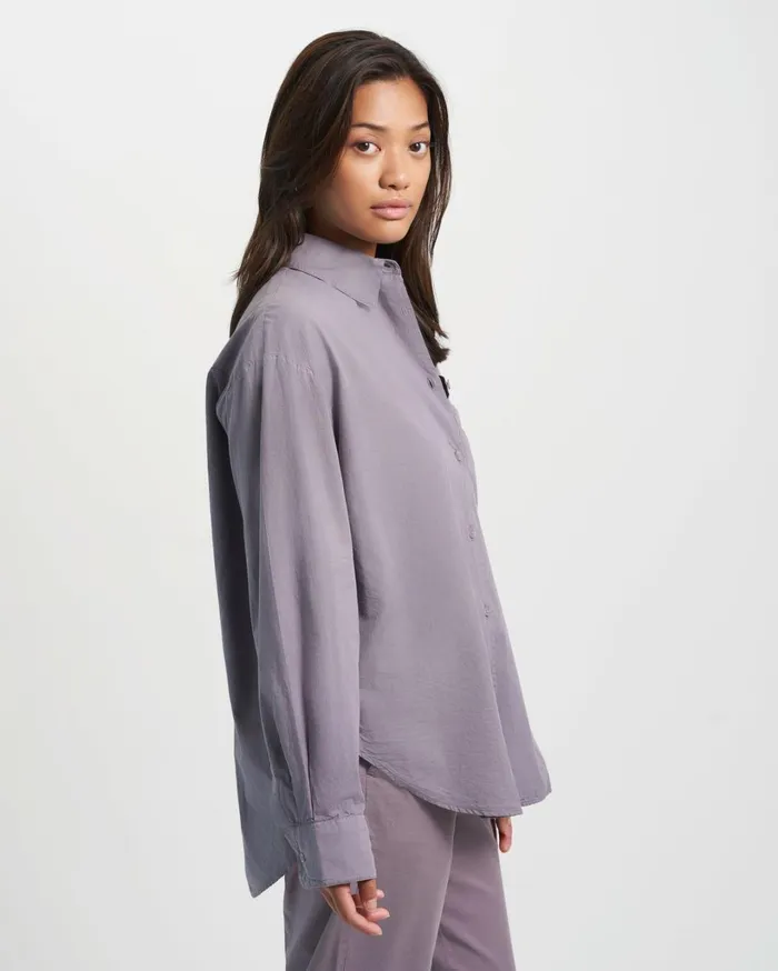 Women Organic Oversized Shirt Cloudy Grey Colorful Standard Shirts