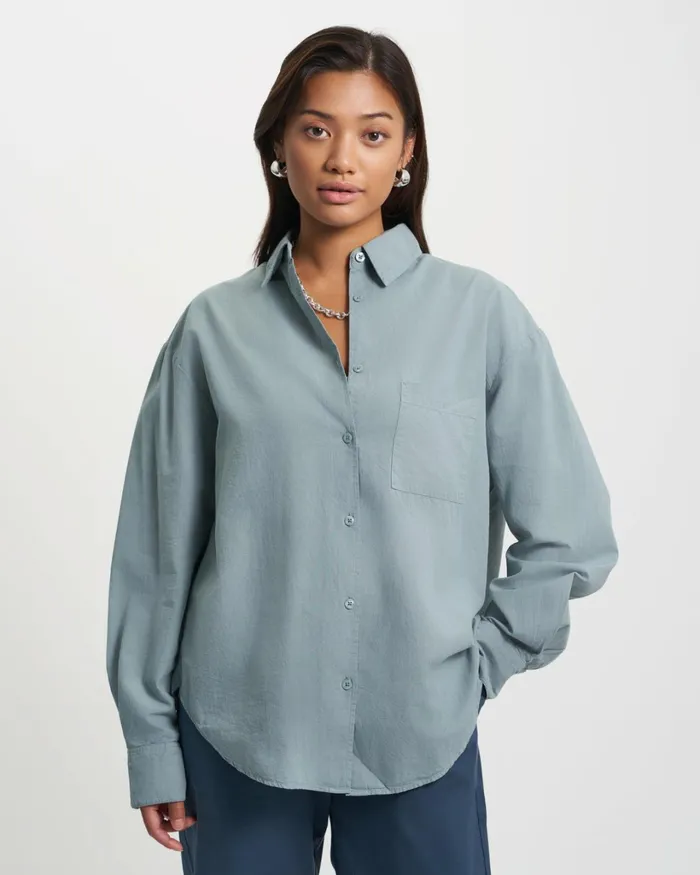 Women Organic Oversized Shirt Lava Grey Colorful Standard Shirts