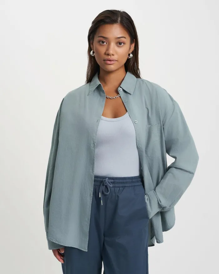 Women Organic Oversized Shirt Lava Grey Colorful Standard Shirts