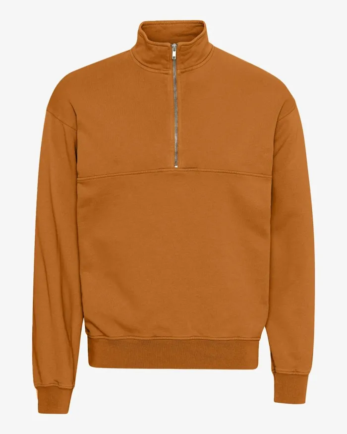 Women Organic Quarter Zip Ginger Brown Colorful Standard Quarter Zips