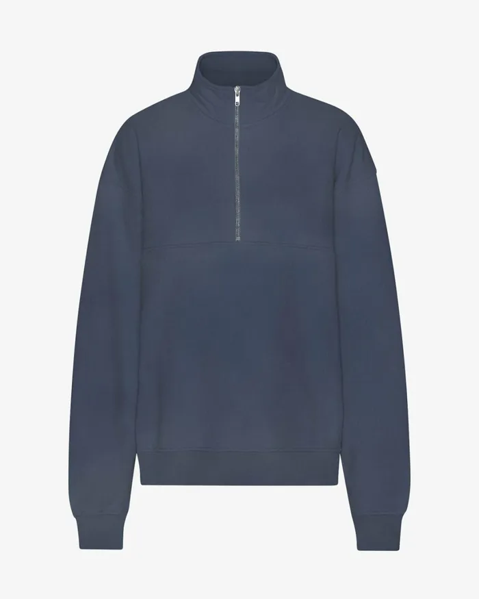 Women Organic Quarter Zip Neptune Blue Colorful Standard Quarter Zips