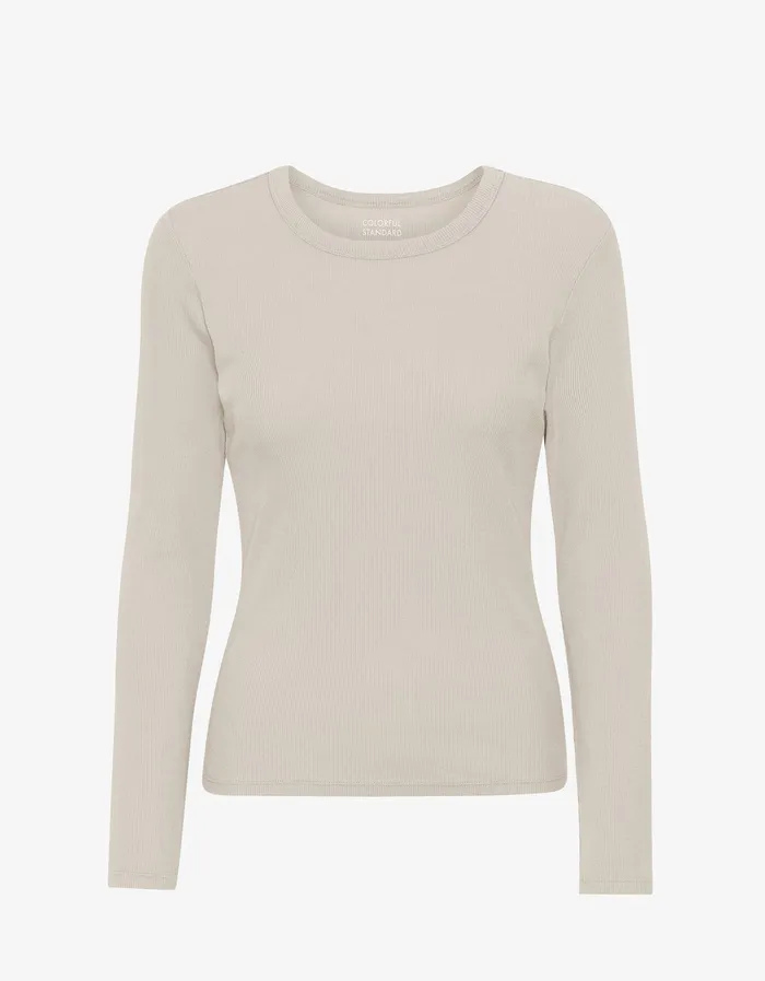 Women Organic Rib LS TShirt 8211 Ivory White Women TShirts Colorfulstandard