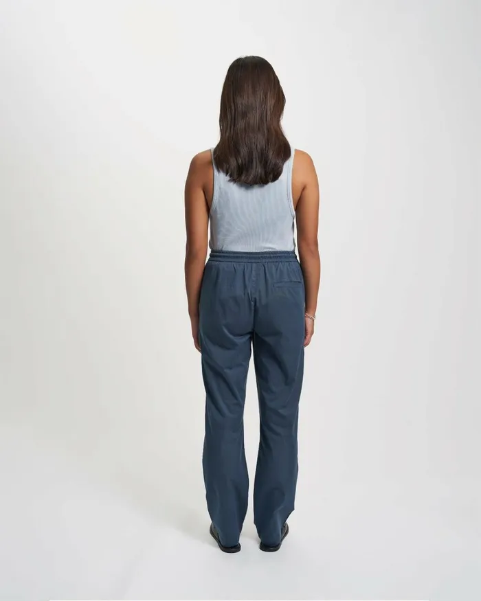 Women Organic Twill Pants Petrol Blue Colorful Standard Pants