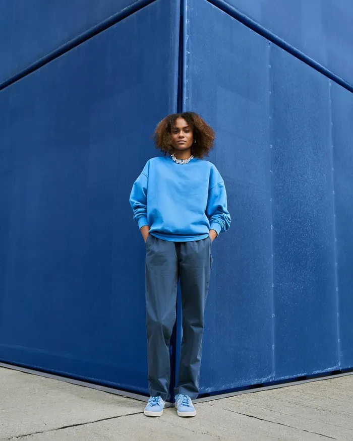 Women Organic Twill Pants Steel Blue Colorful Standard Pants