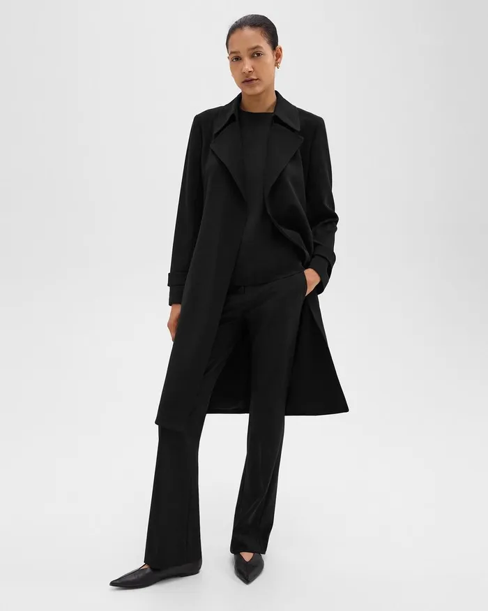 Women Outerwear Theory Oaklane Trench Coat In Admiral Crepe Black