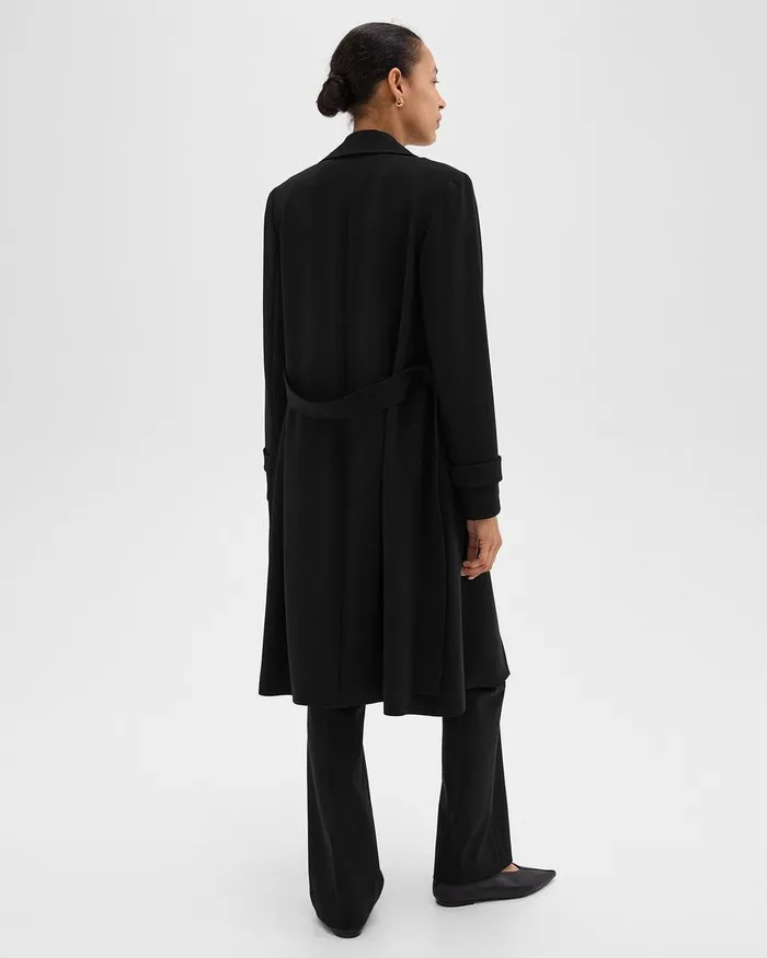 Women Outerwear Theory Oaklane Trench Coat In Admiral Crepe Black