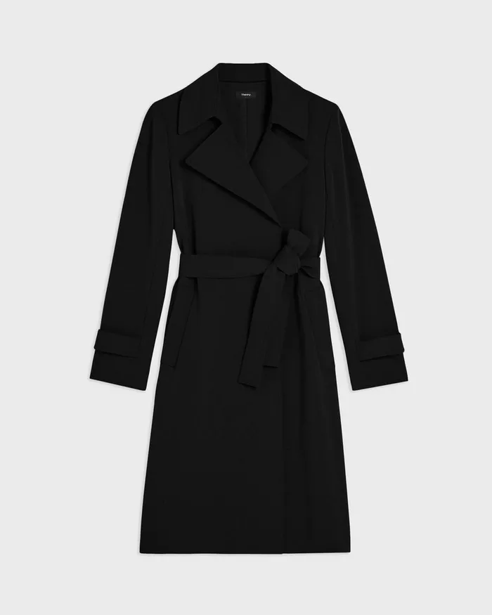 Women Outerwear Theory Oaklane Trench Coat In Admiral Crepe Black