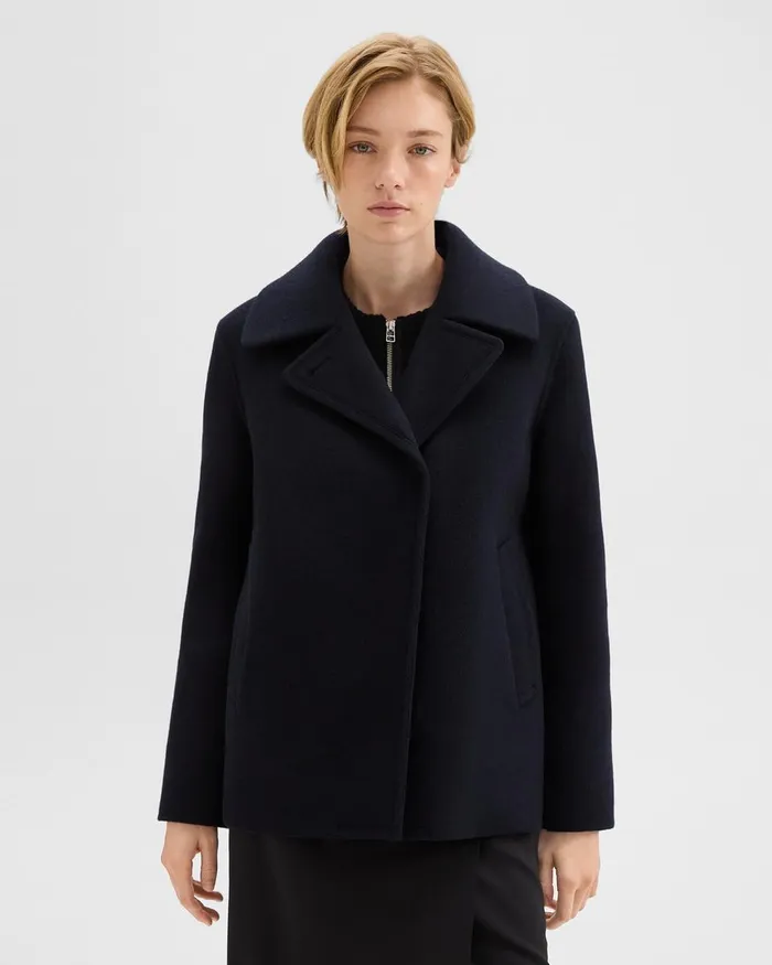 Women Outerwear Theory Peacoat In Recycled Wool Baltic