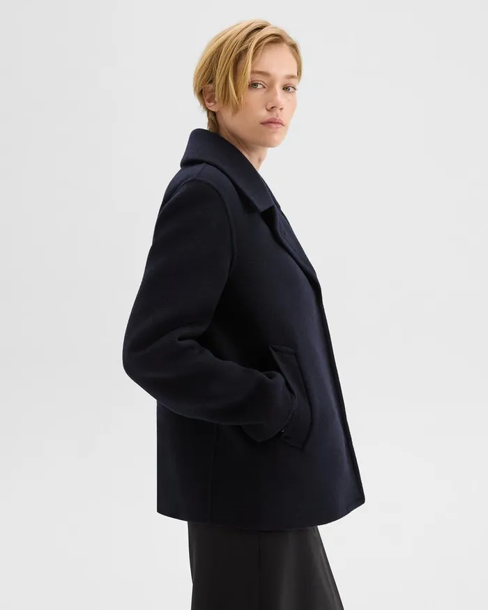 Women Outerwear Theory Peacoat In Recycled Wool Baltic