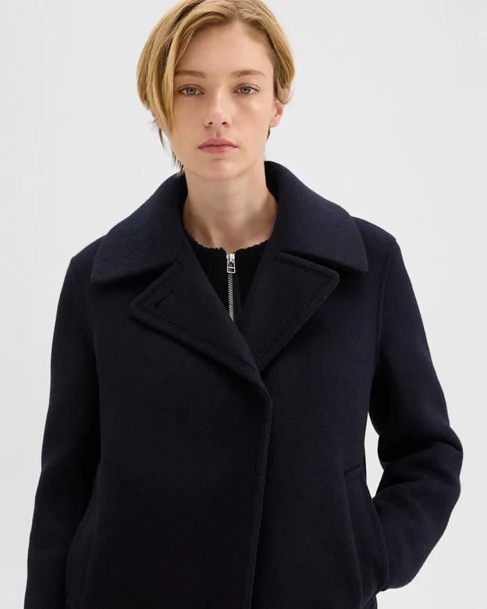 Women Outerwear Theory Peacoat In Recycled Wool Baltic