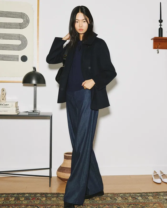 Women Outerwear Theory Peacoat In Recycled Wool Baltic