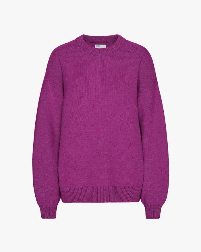 Women Oversized Merino Wool Crew Magenta Blaze Colorful Standard Knit Sweaters