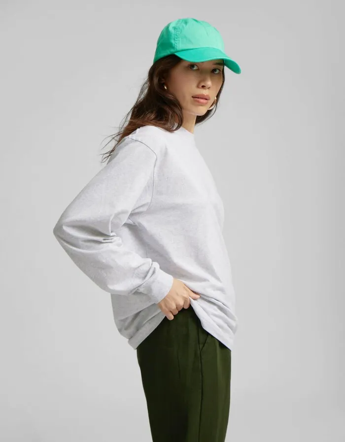 Women Oversized Organic LS TShirt Faded Grey Colorful Standard Long Sleeve Tops