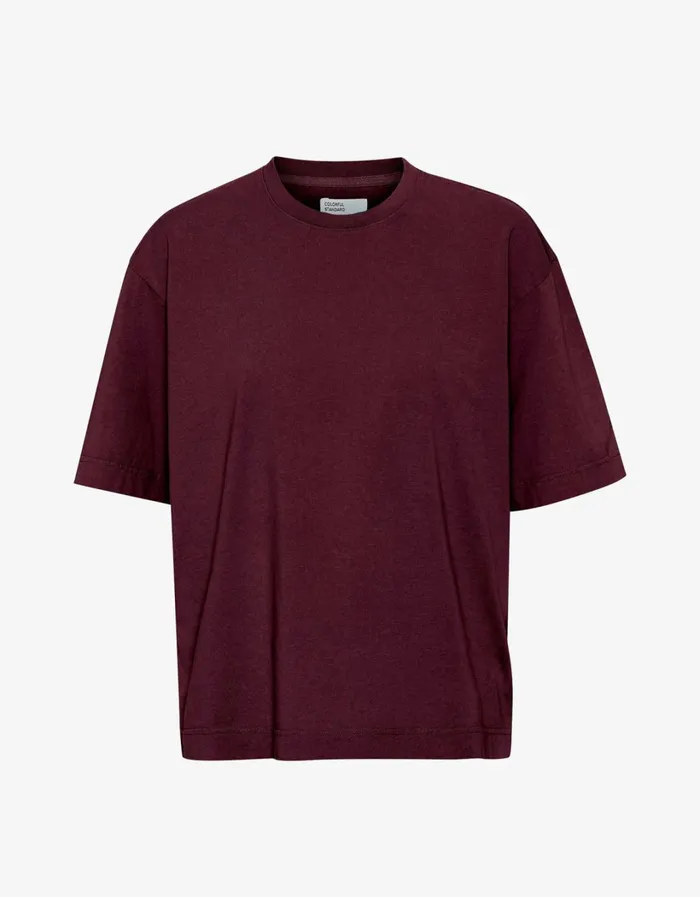 Women Oversized Organic TShirt Oxblood Red Colorful Standard TShirts
