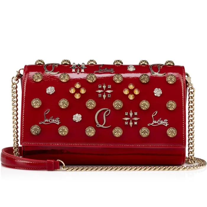 Women Paloma Clutch 8211 Vog Patent Leather And Spikes La Belle 8211 Loubi Christian Louboutin Shoulder Bags