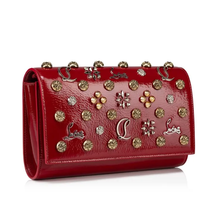 Women Paloma Clutch 8211 Vog Patent Leather And Spikes La Belle 8211 Loubi Christian Louboutin Shoulder Bags